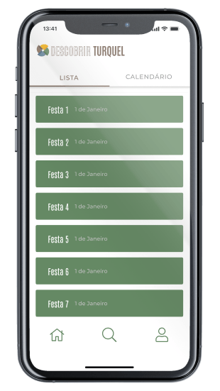Ecrã Eventos da App Descobrir Turquel