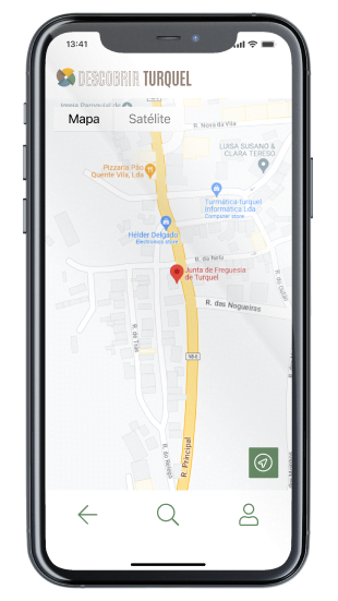 Ecrã Mapa da App Descobrir Turquel